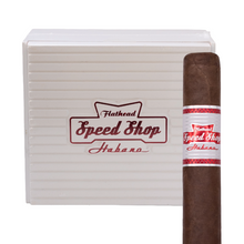 Load image into Gallery viewer, Cigar with Flathead Speed Shop Habano label next to a box of cigars on a white background. Find the best cigars at the best prices only at Ralph's Cigars!
